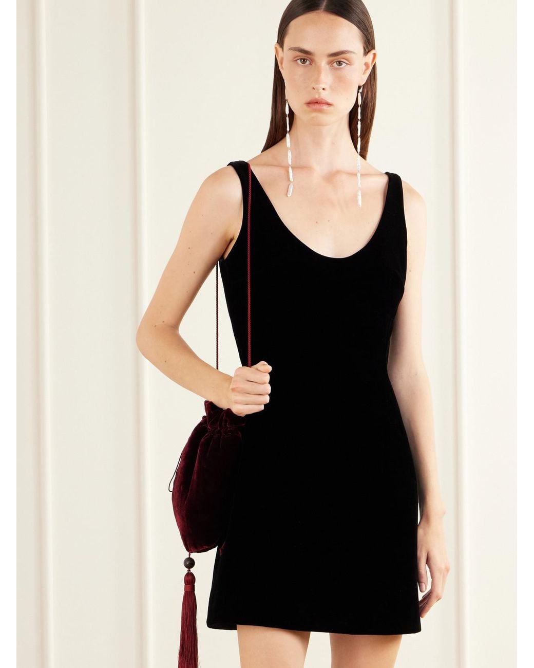 Le Sundial Red Lee Tasseled Velvet Clutch