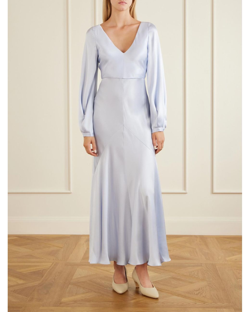 Gabriela Hearst White Peyton Knotted Cut-Out Satin-Silk Maxi Dress