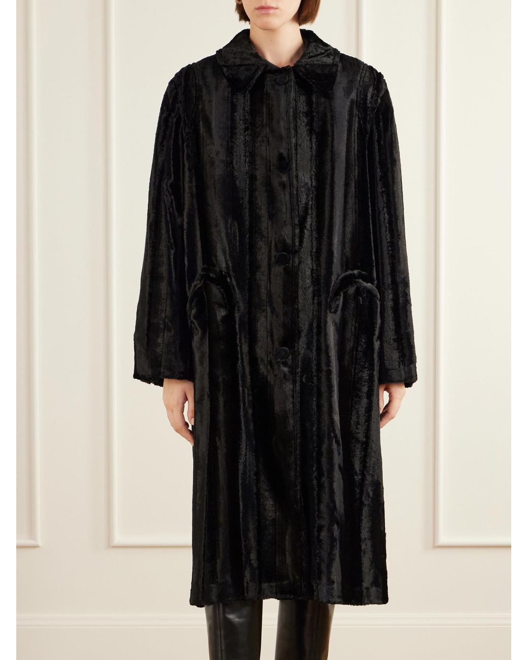 Blazé Milano Black Woolly Velvet Coat