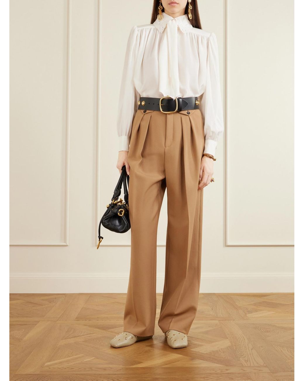 Chloé Natural Rita Embellished Leather Ballet Flats