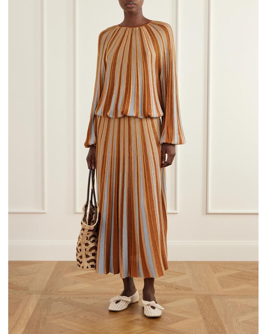 Zimmermann Brown Echo Striped Knitted Top