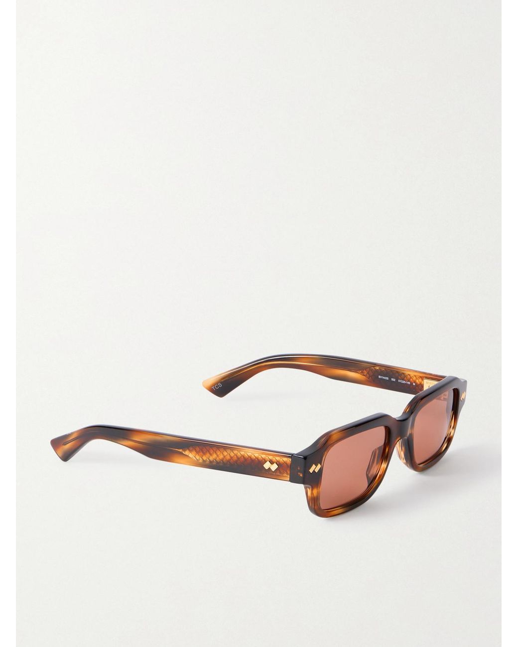 Bottega Veneta Multicolor Intrecciato Rectangular-Frame Acetate Sunglasses