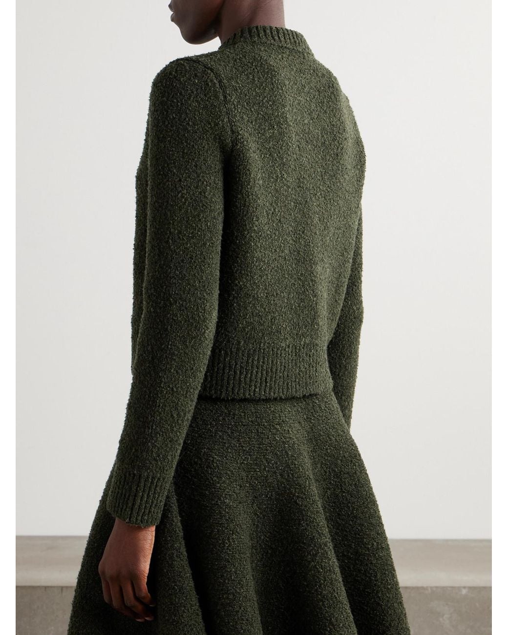 Bottega Veneta Green Bouclé Cardigan