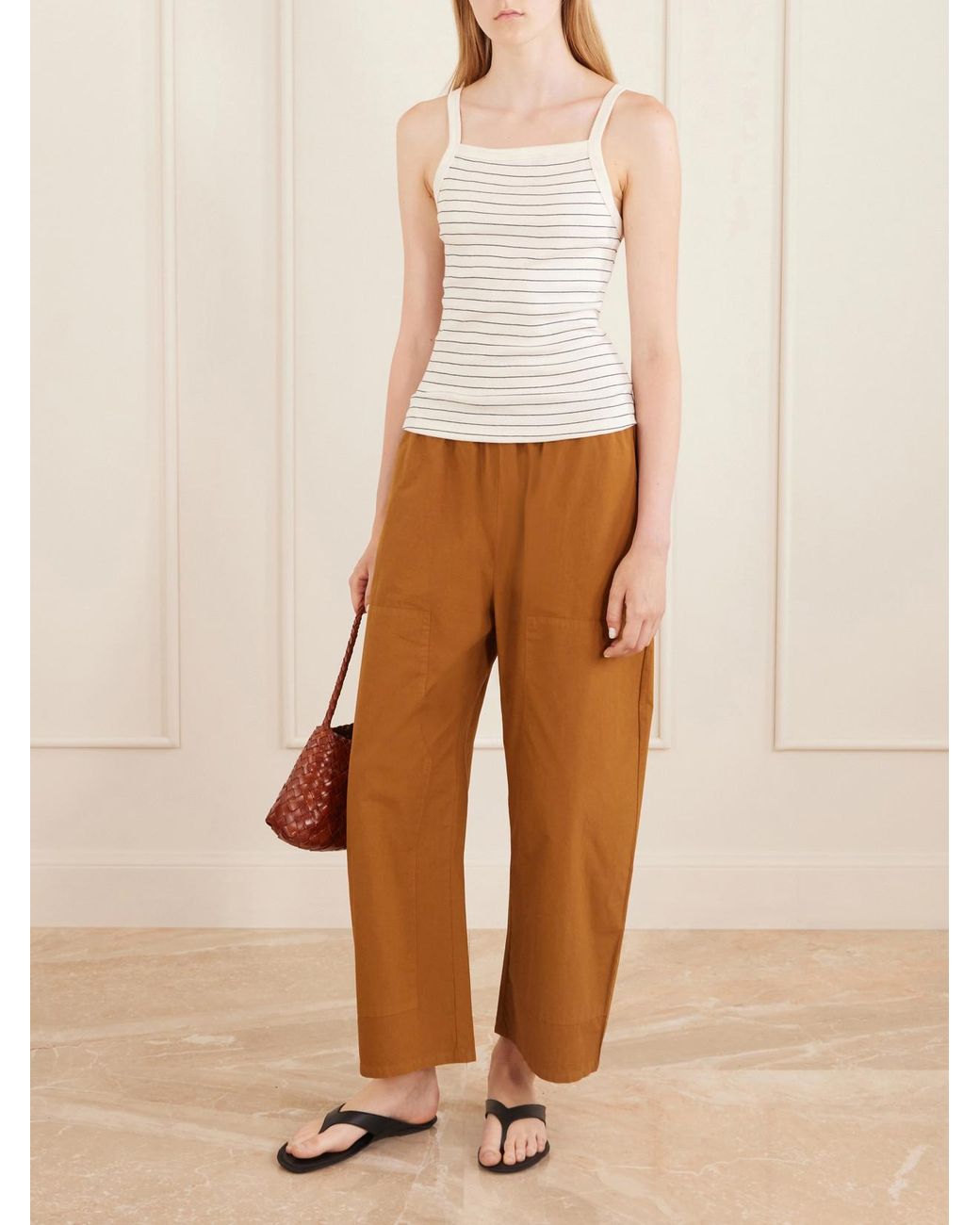 Leset Natural Nando Striped Ribbed Cotton Tank
