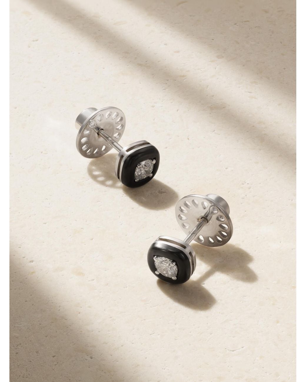 Nikos Koulis Natural Oui 18-Karat, Diamond And Enamel Earrings