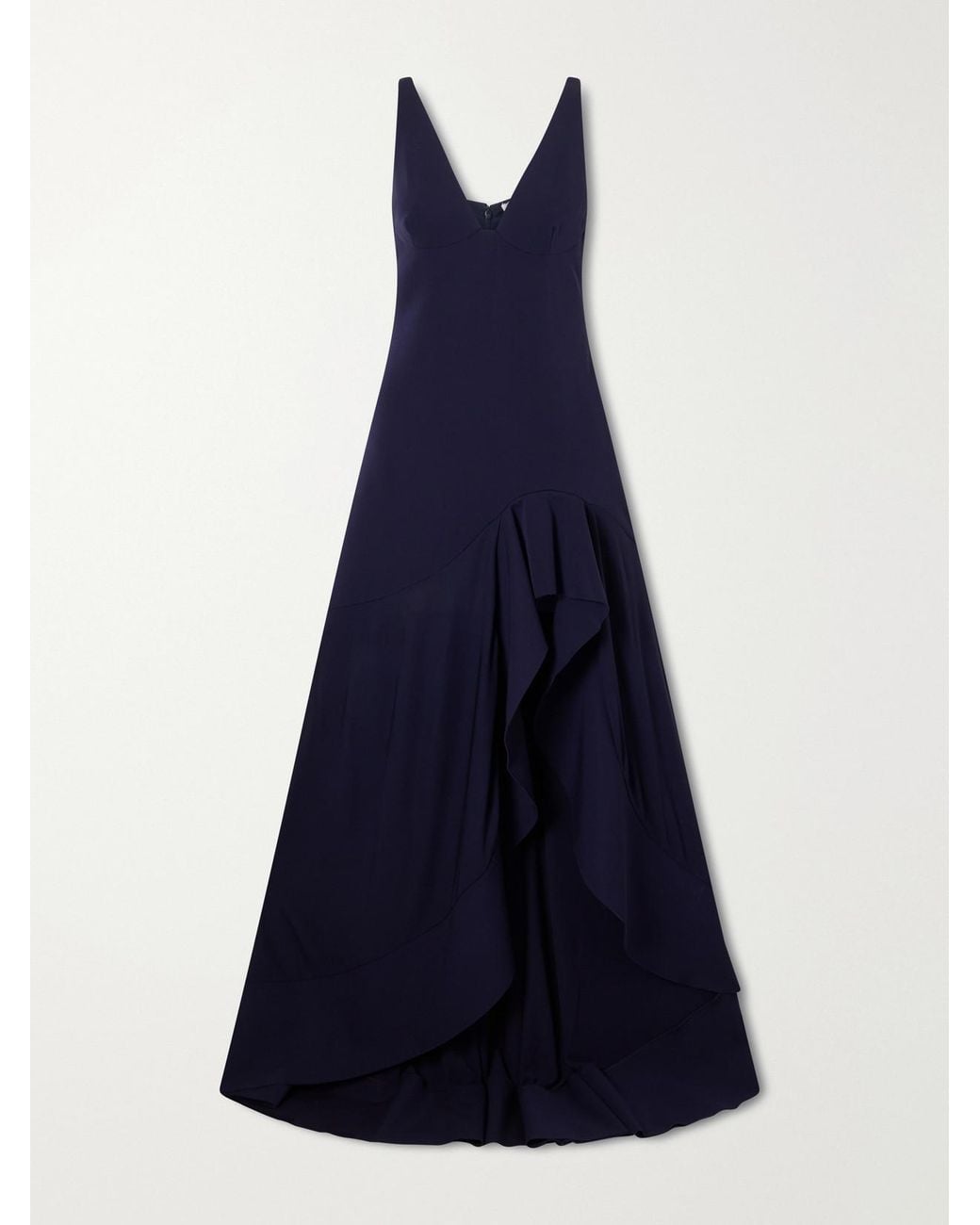 Stella McCartney Blue Asymmetric Ruffled Crepe Maxi Dress