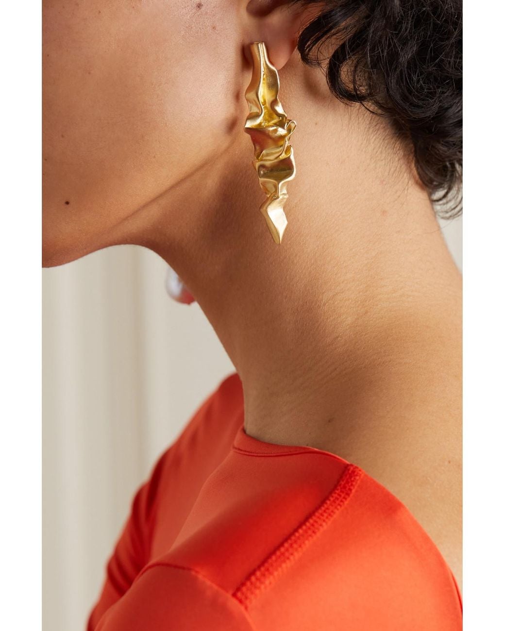 COMPLETEDWORKS White Crumple Vermeil, Pearl And Ceramic Earrings
