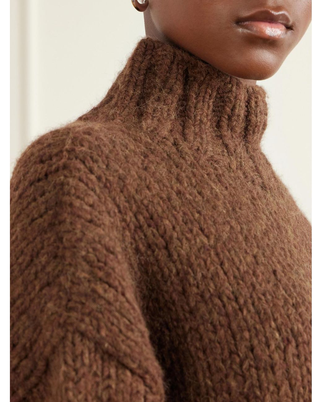 Lauren Manoogian Brown Alpaca, Merino Wool And Cotton-Blend Turtleneck Sweater