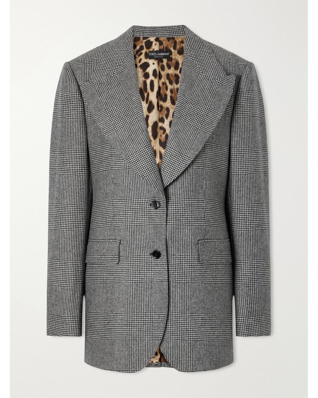 Dolce & Gabbana Gray Prince Of Wales Wool And Cashmere-Blend Blazer