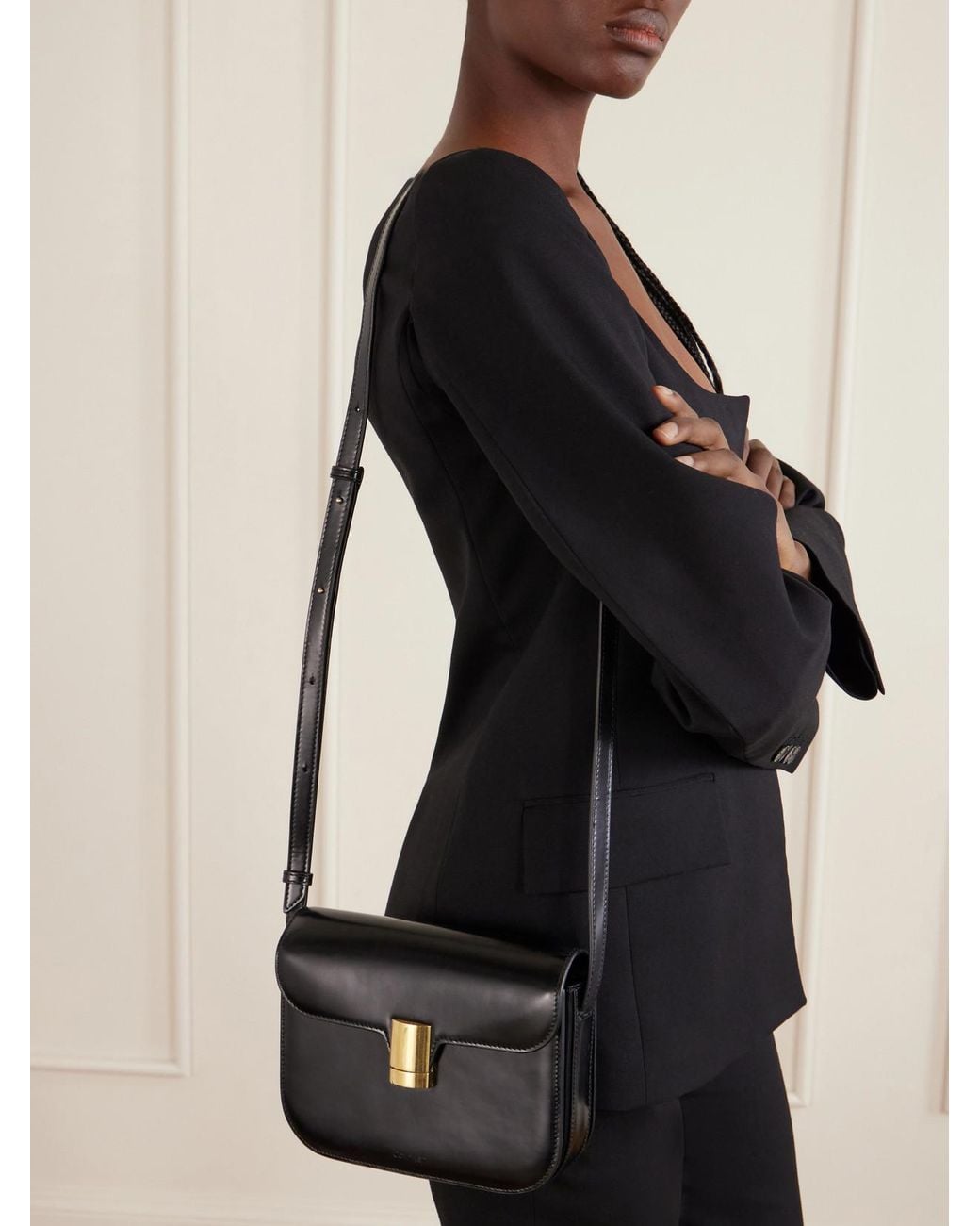 Calvin Klein Black Tilla Small Leather Shoulder Bag