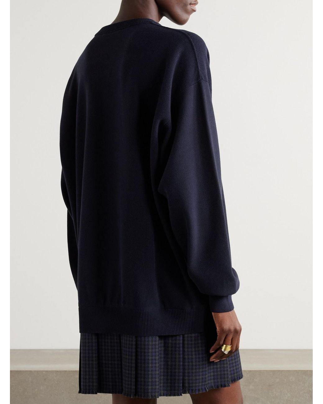 Balenciaga Blue Layered Wool-Trimmed Embroidered Cotton Mini Dress