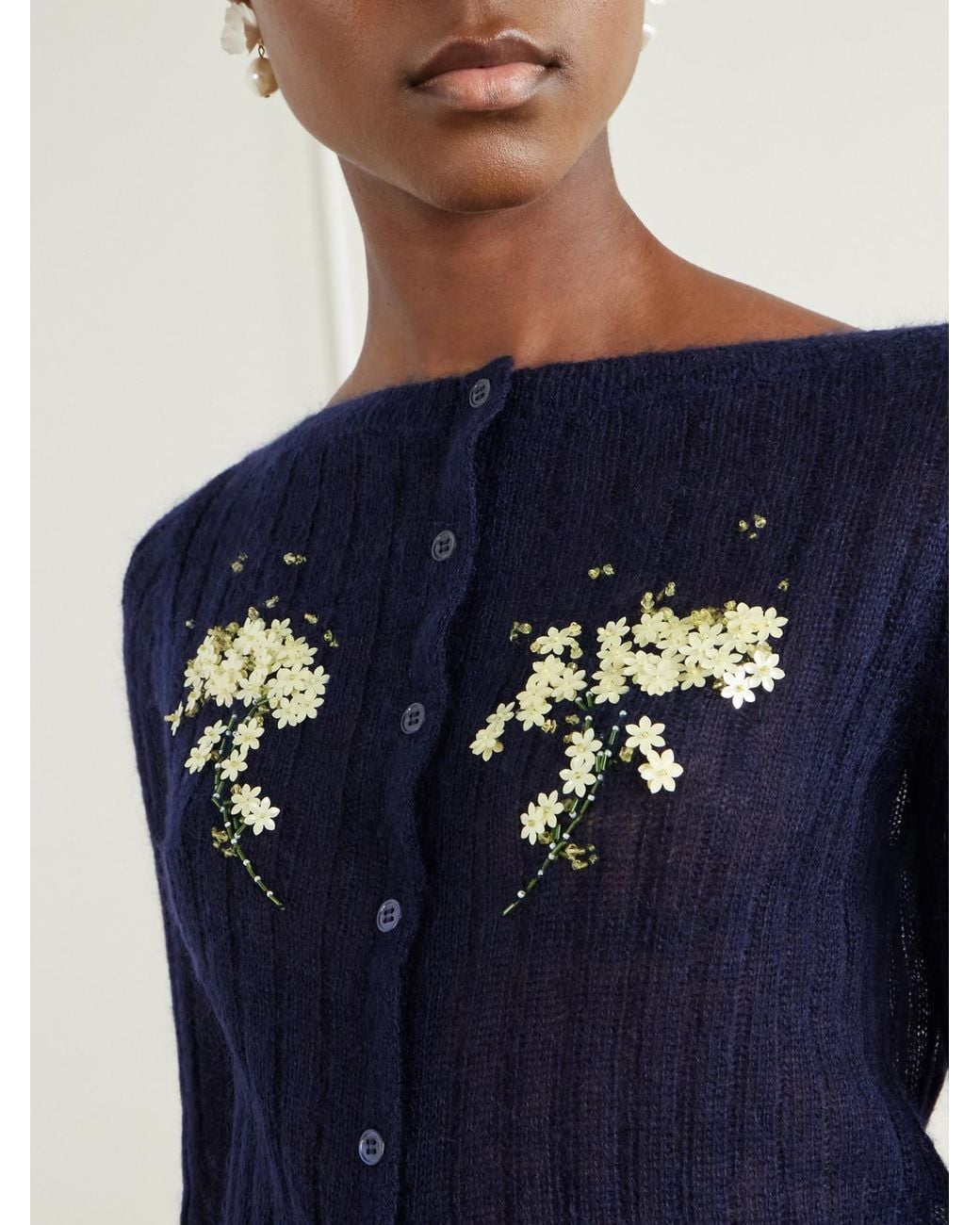 ShuShu/Tong Blue Embellished Knitted Cardigan