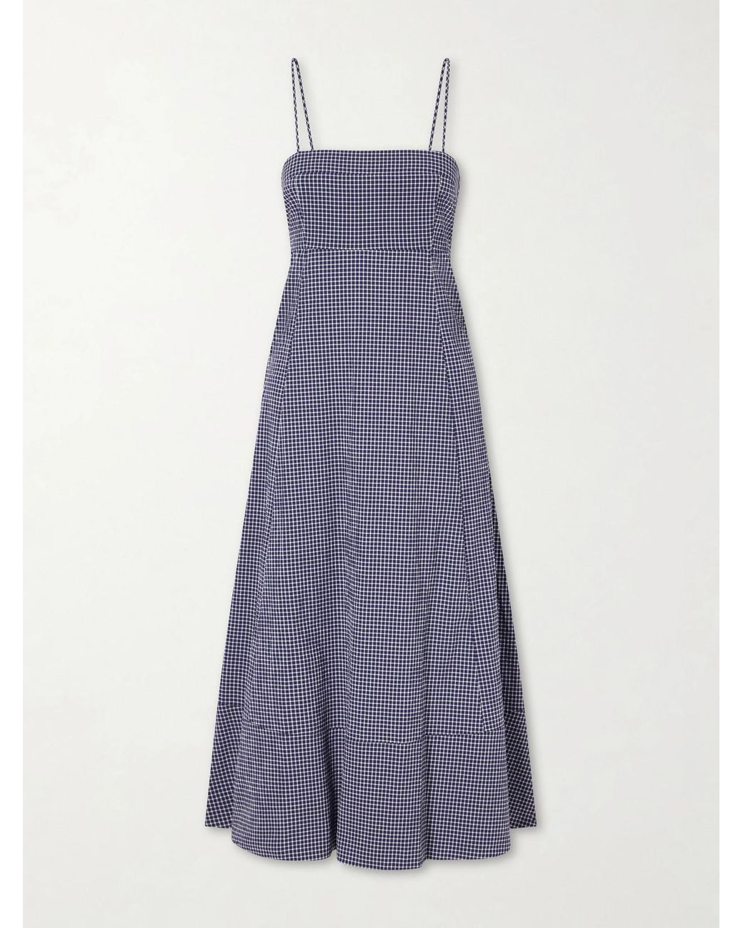 La Ligne Purple Thay Gingham Knot-Detailed Cut-Out Seersucker Midi Dress