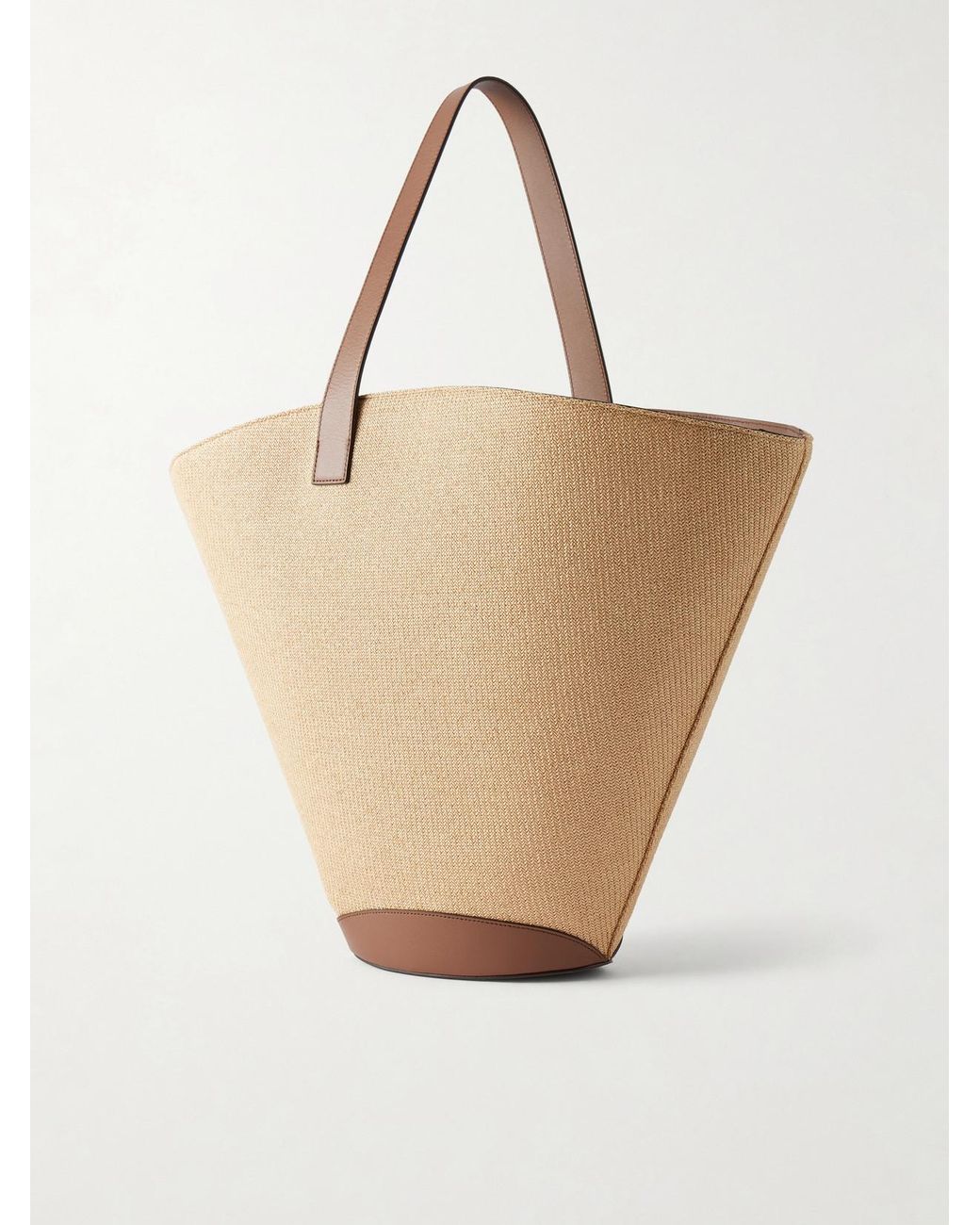 Neous Natural Apheli Leather-Trimmed Raffia Shoulder Bag