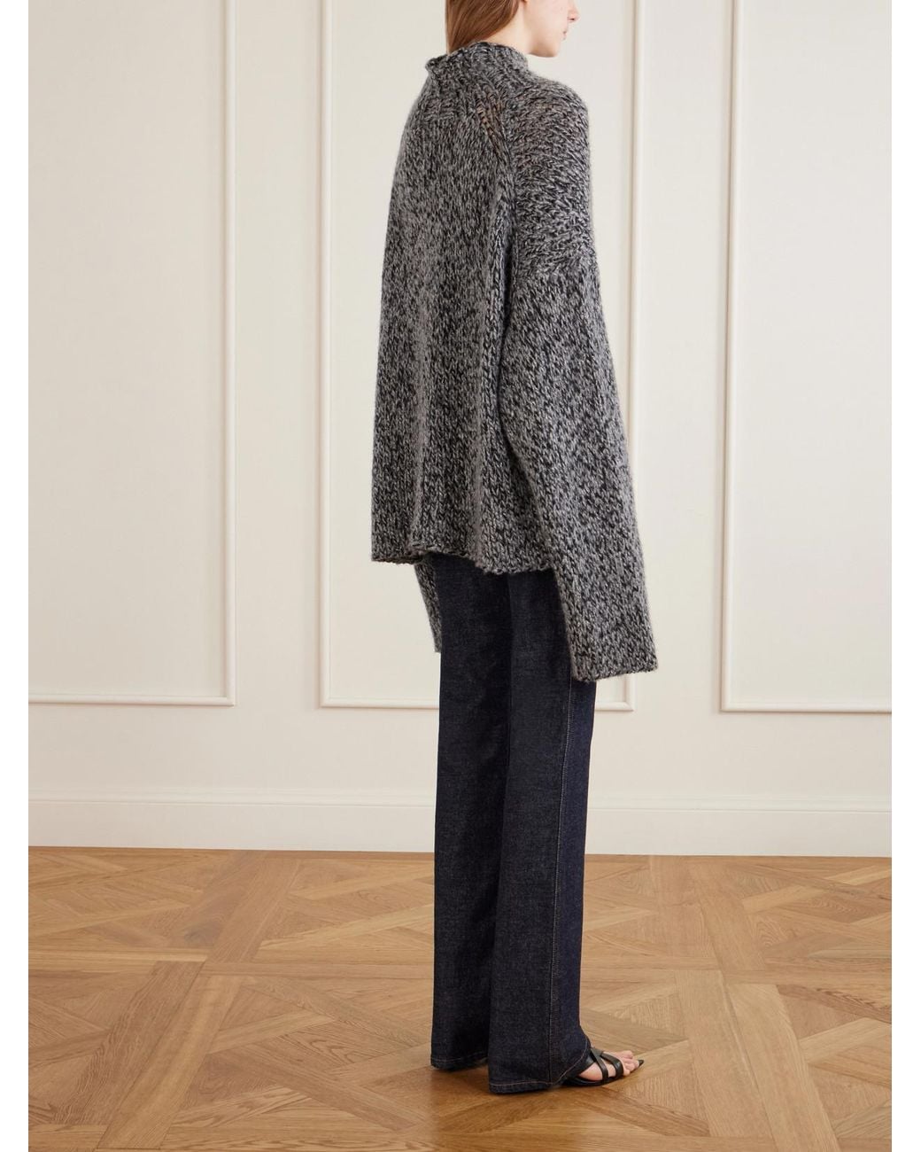 Khaite Gray Seth Cashmere And Silk-Blend Mélange Turtleneck Sweater