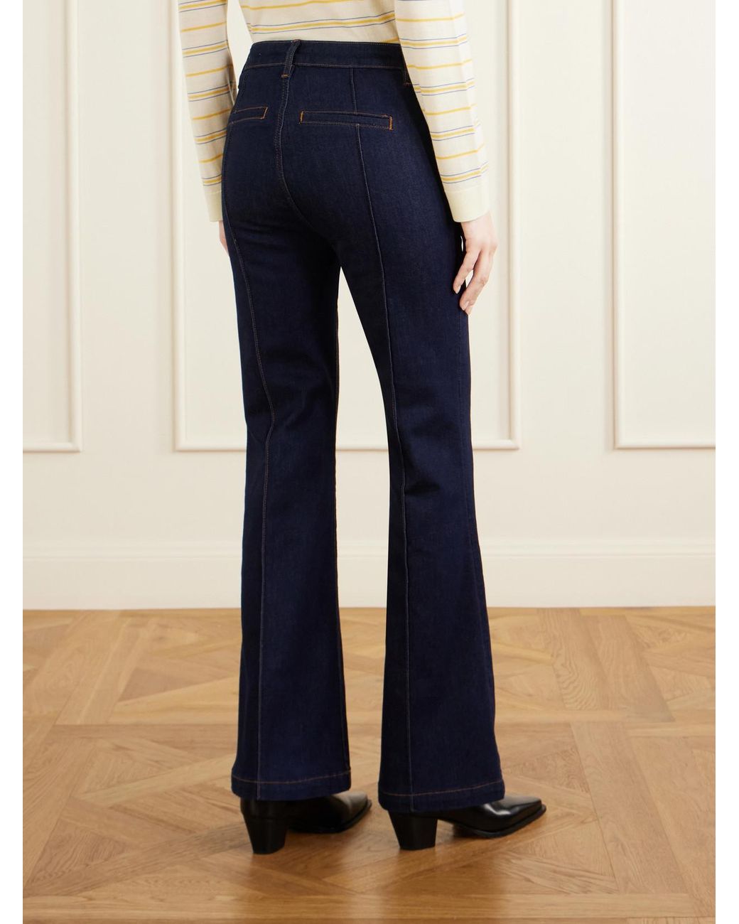 FRAME Blue The Icon Mid-Rise Flared Jeans