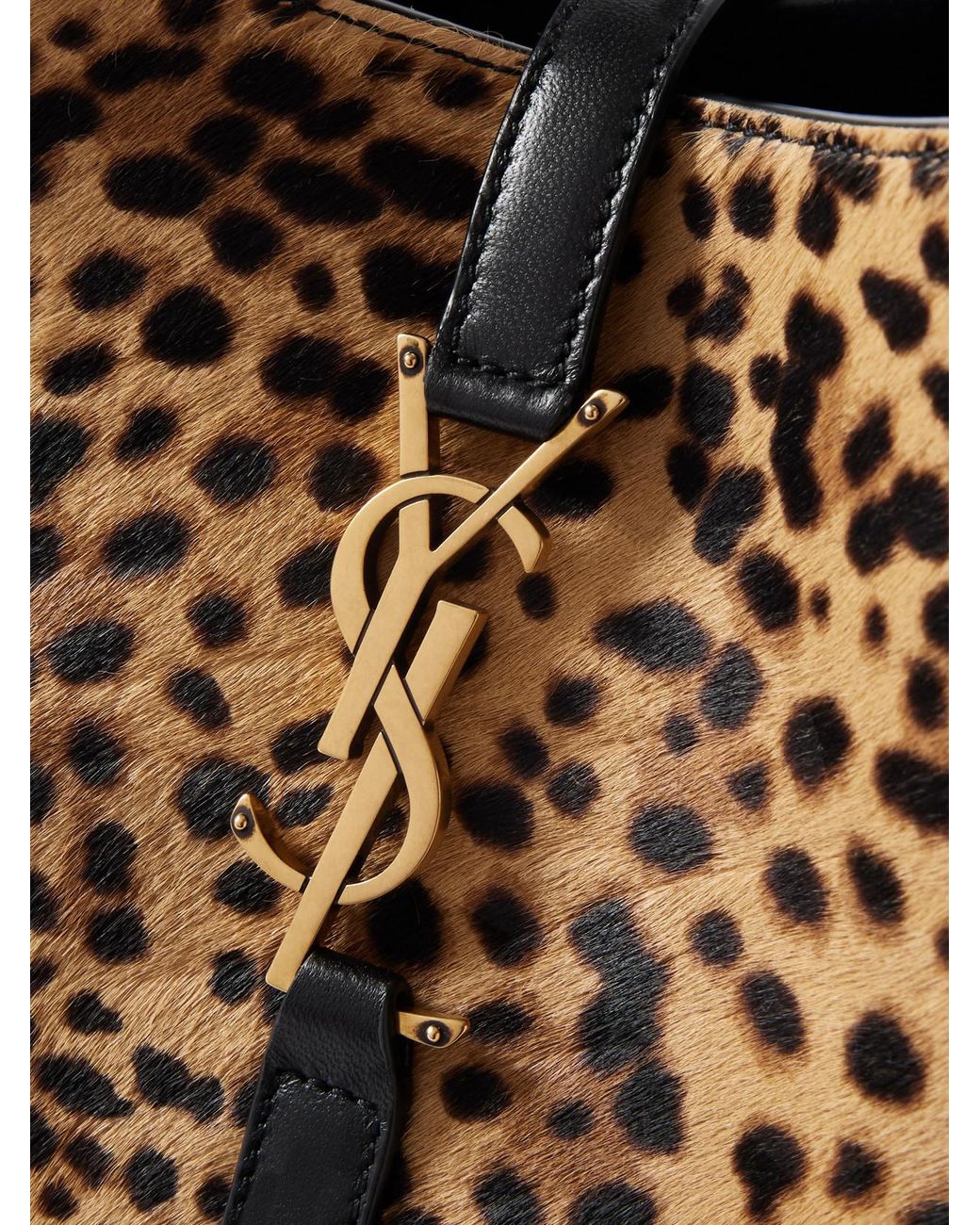 Saint Laurent White Le 5 À 7 Small Embellished Leather-Trimmed Leopard-Print Calf Hair Shoulder Bag