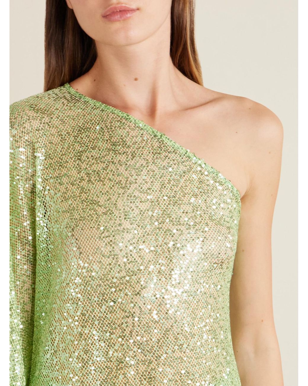 Taller Marmo Green Sequined Fringed Blouse