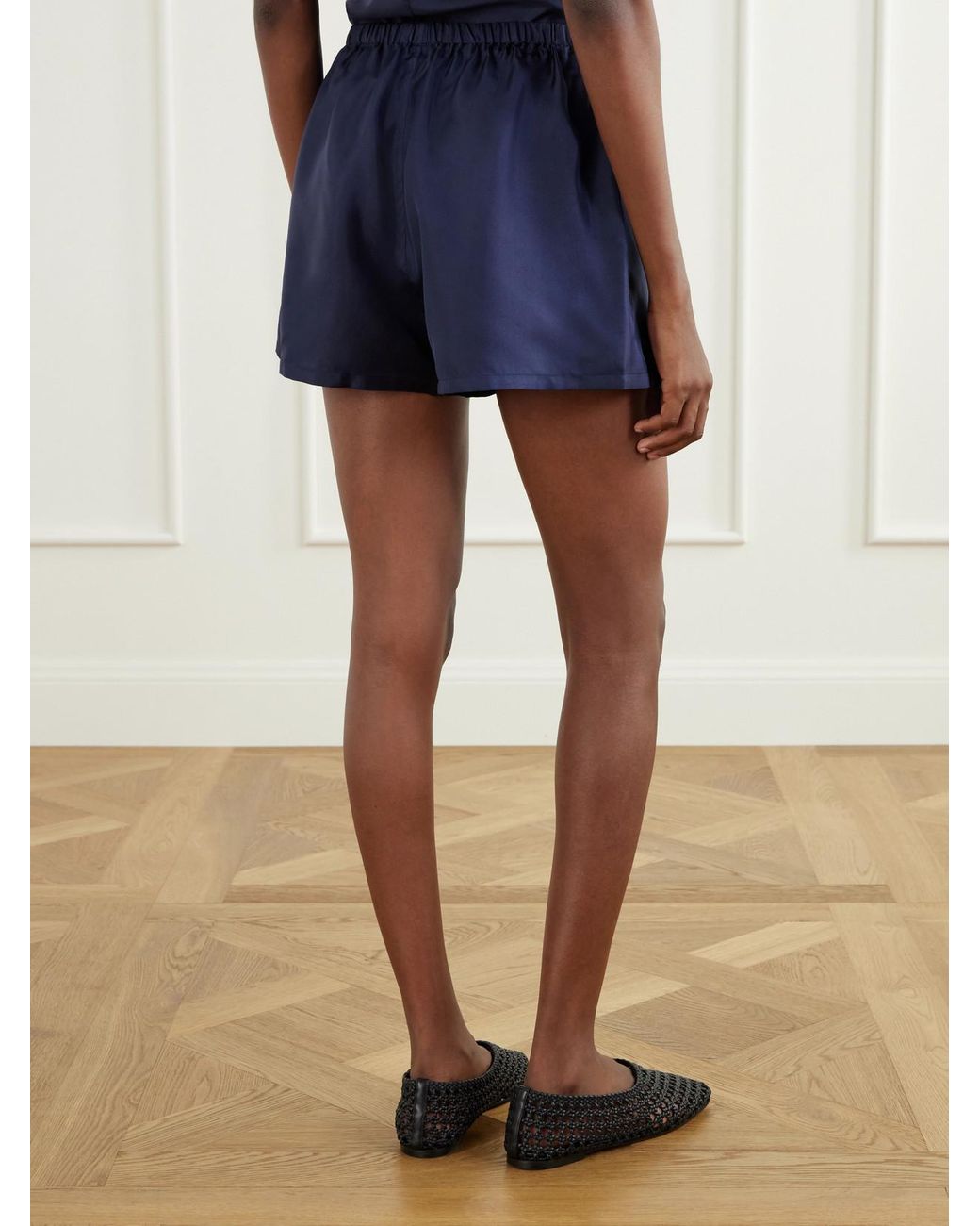 Comme Si Blue Everyday Cami Silk-Twill Shorts