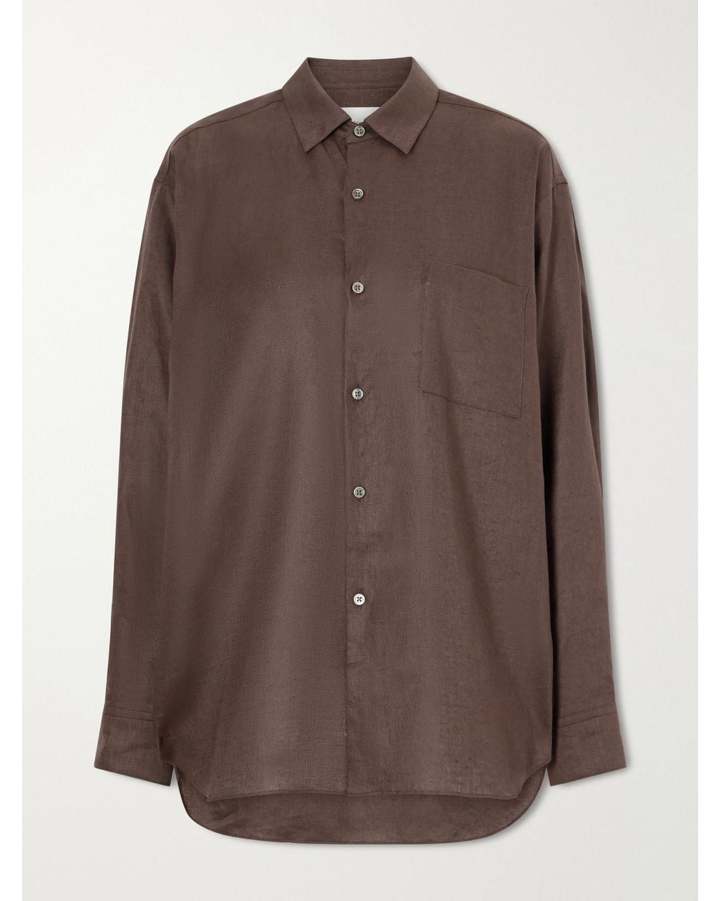 Ssstein Brown Oversized Linen Shirt