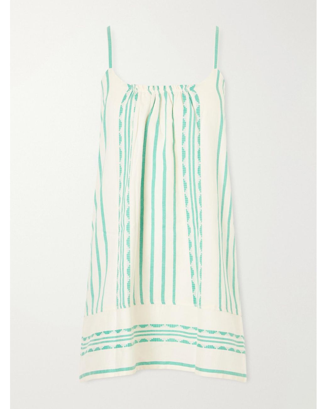 Lemlem Blue Zina Striped Cotton Mini Dress