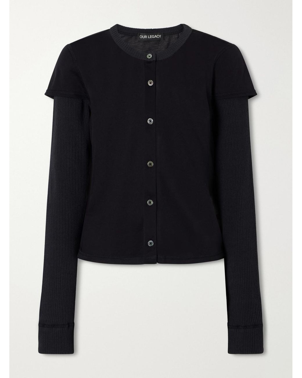 Our Legacy Black Layered Cotton-Blend Cardigan