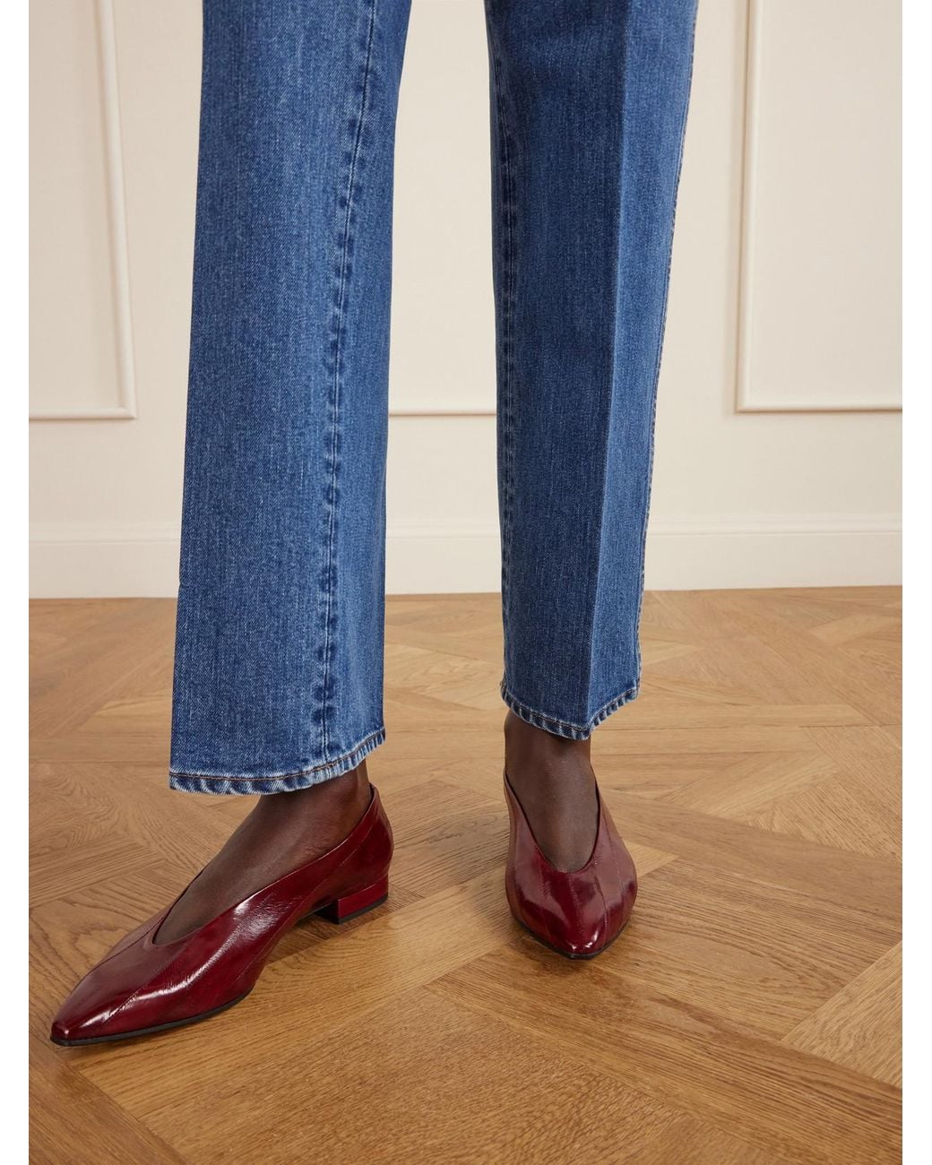 Loro Piana Red Rebecca Eel Ballet Flats