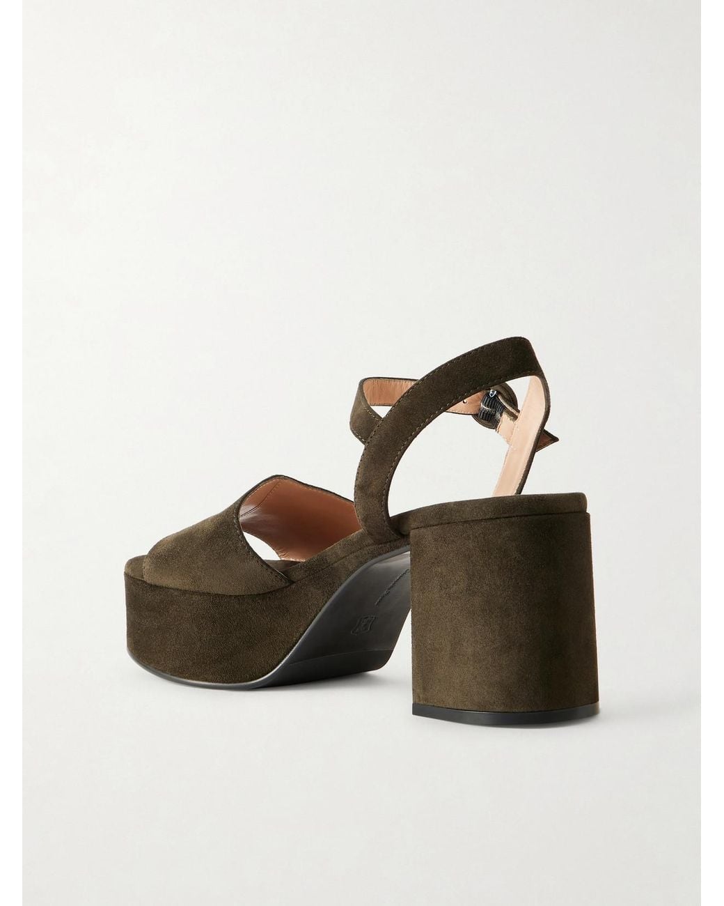 Gianvito Rossi Green Carol 35 Suede Platform Sandals
