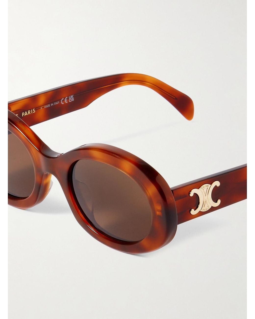 Céline Brown Triomphe Oval-Frame Acetate Sunglasses