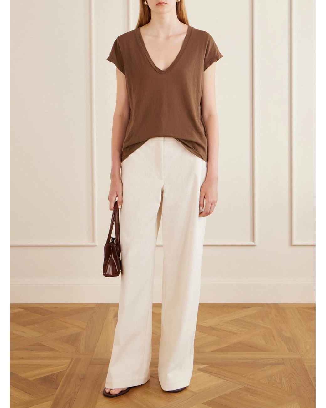James Perse Brown Cotton-Jersey T-Shirt