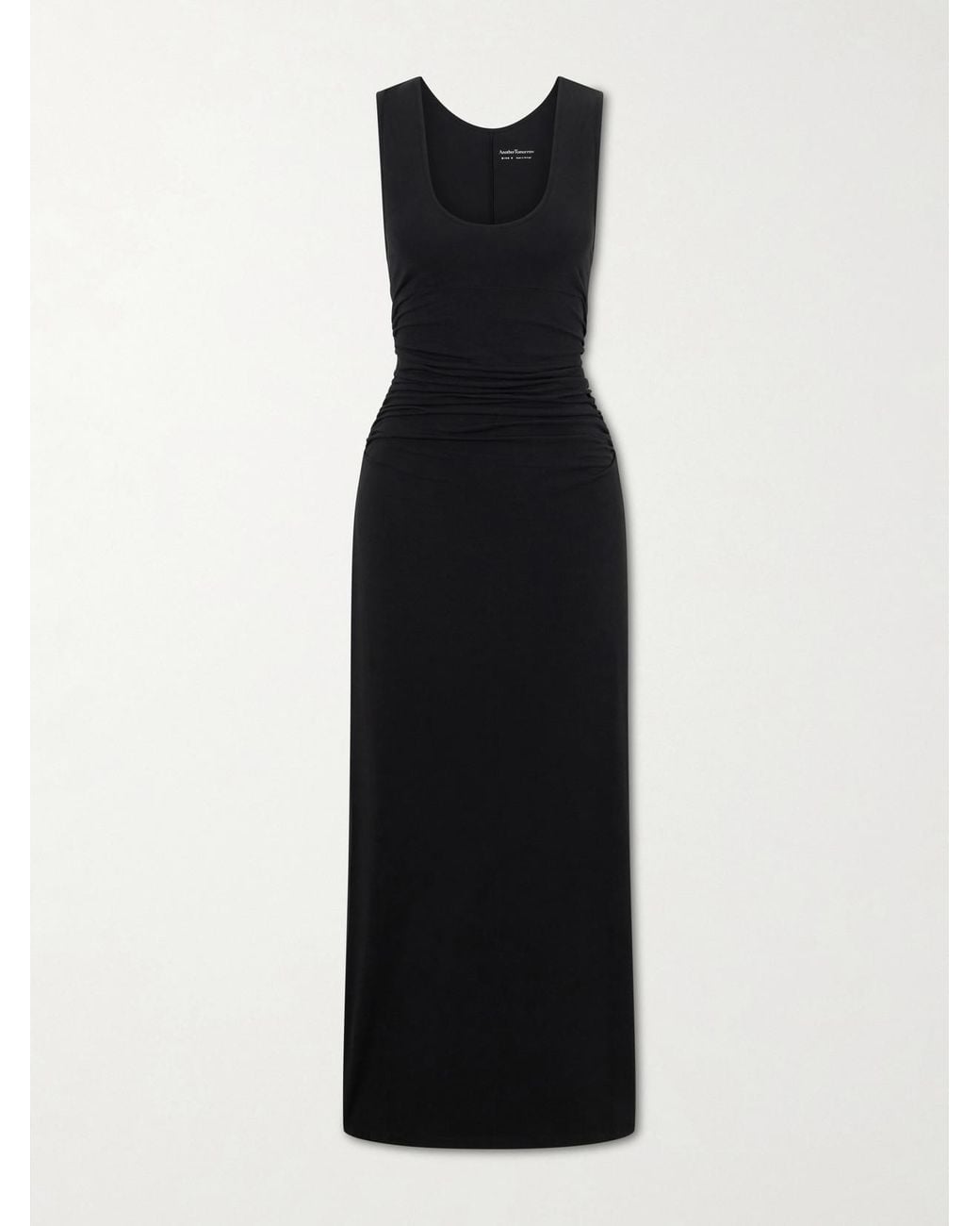 Another Tomorrow Black Ruched Stretch-Jersey Maxi Dress