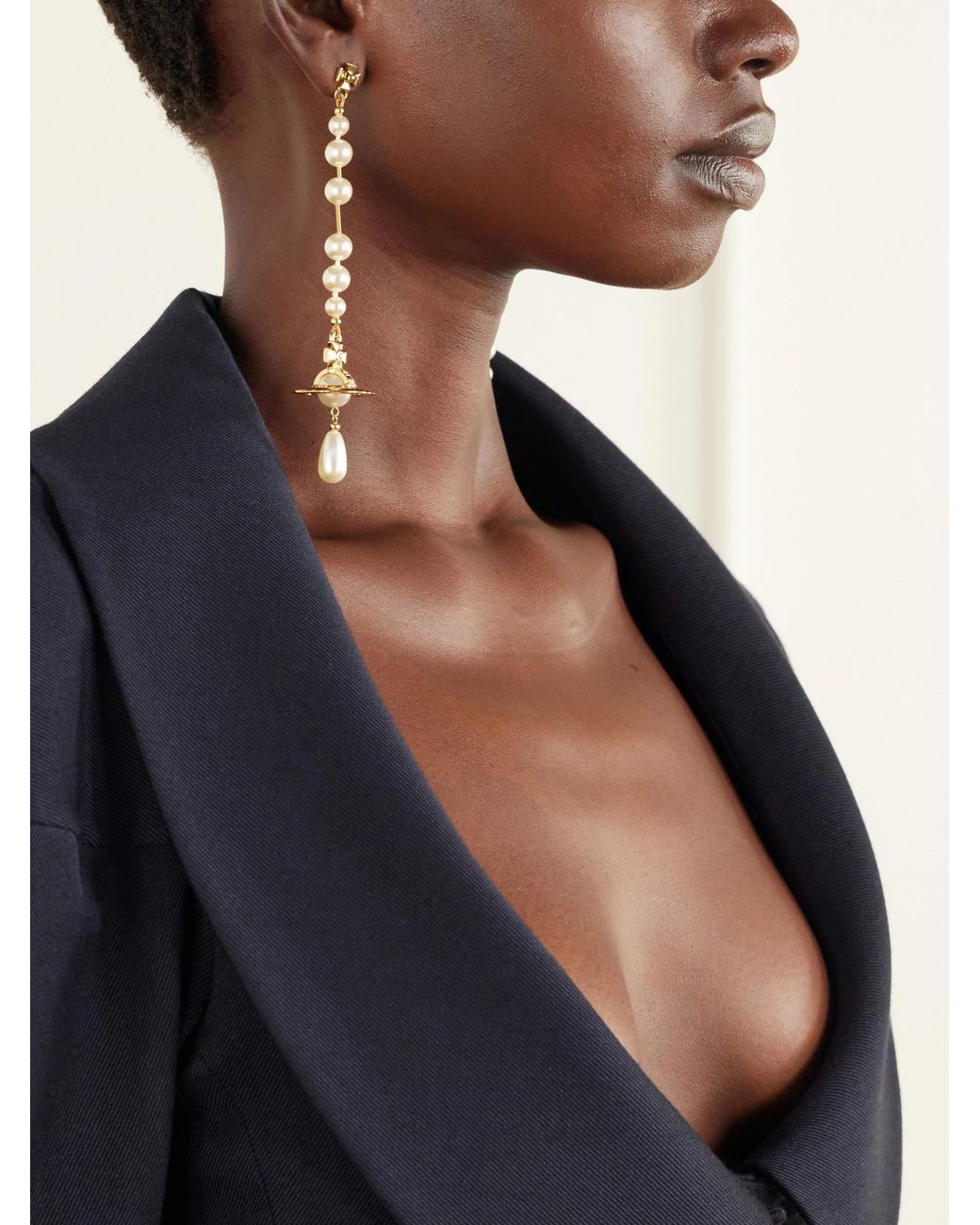 Vivienne Westwood White Broken Pearl-Tone Earrings