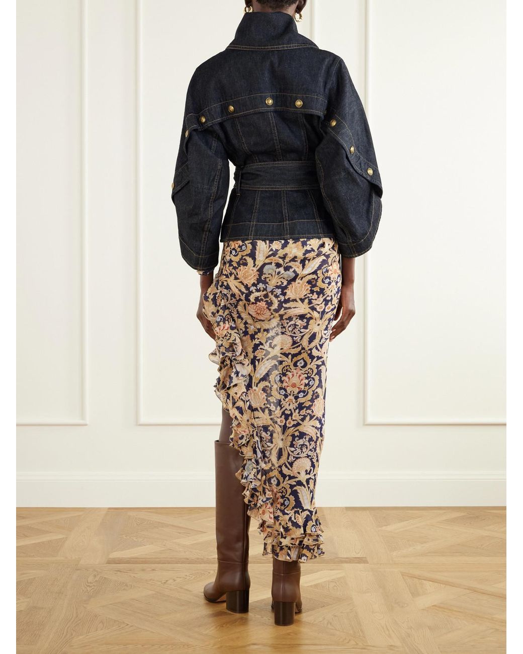Zimmermann Blue Valiant Belted Denim Jacket