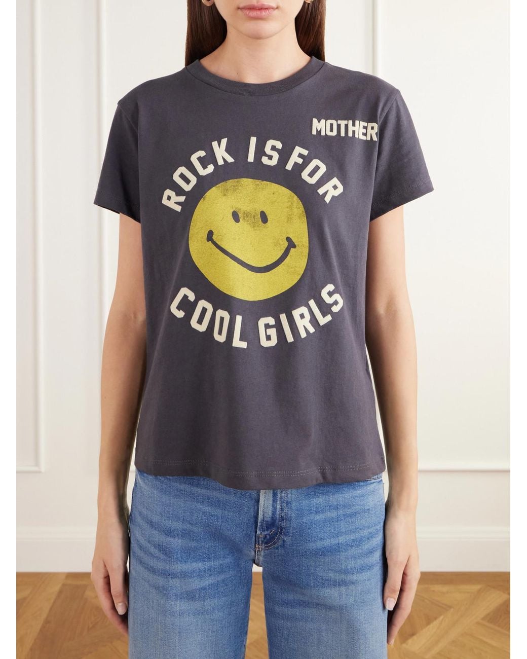 Mother Gray Boxy Goodie Goodie Printed Cotton-Jersey T-Shirt