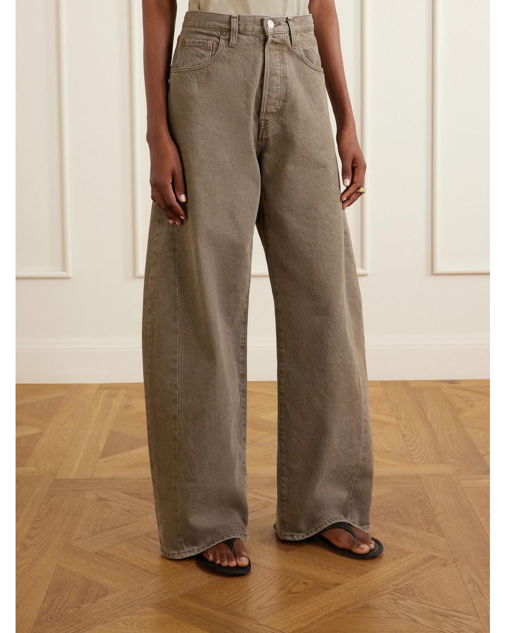 Ssstein Natural Deformation High-Rise Wide-Leg Jeans