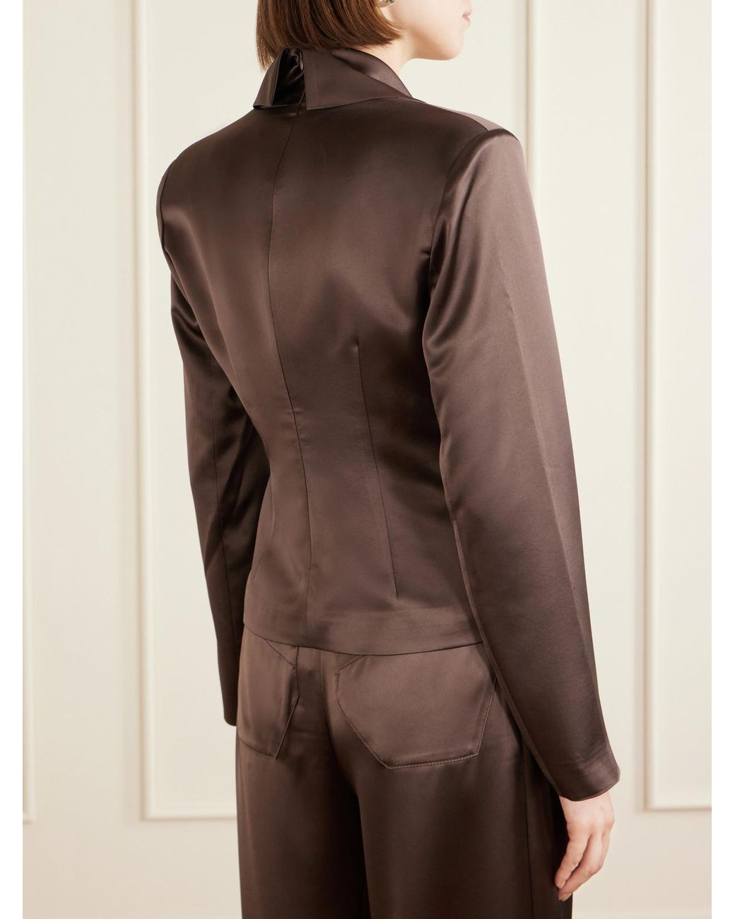 Violante Nessi Brown Kendal Satin Blouse