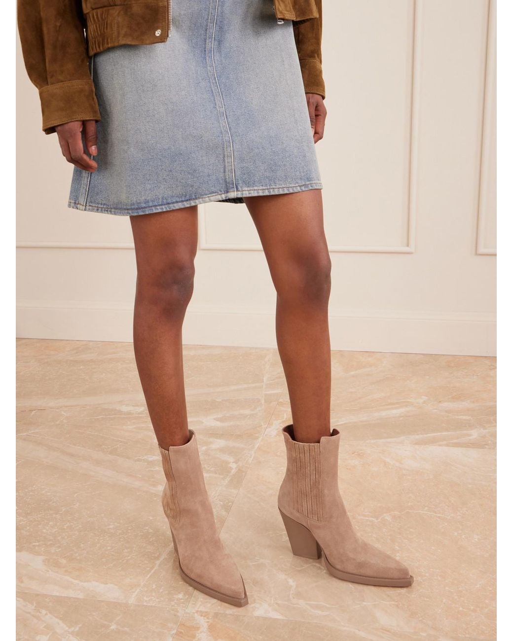 Paris Texas Natural Dallas 60 Suede Ankle Boots