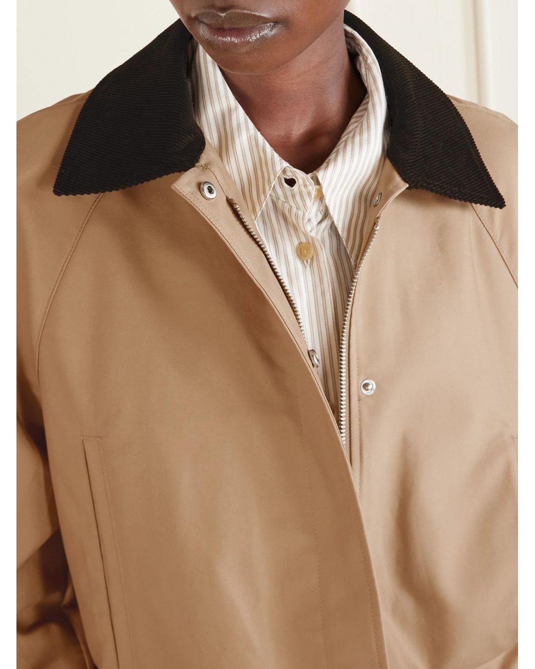 Totême Natural Summer Country Corduroy-Trimmed Coated-Canvas Jacket