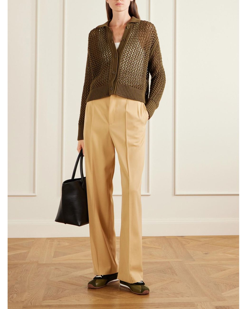 Max Mara Brown Film Crocheted Cotton Cardigan