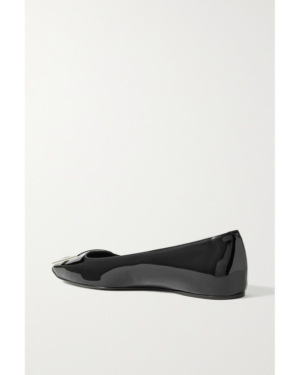 Roger Vivier White Trompette Bellerine Glossed-Leather Ballet Flats