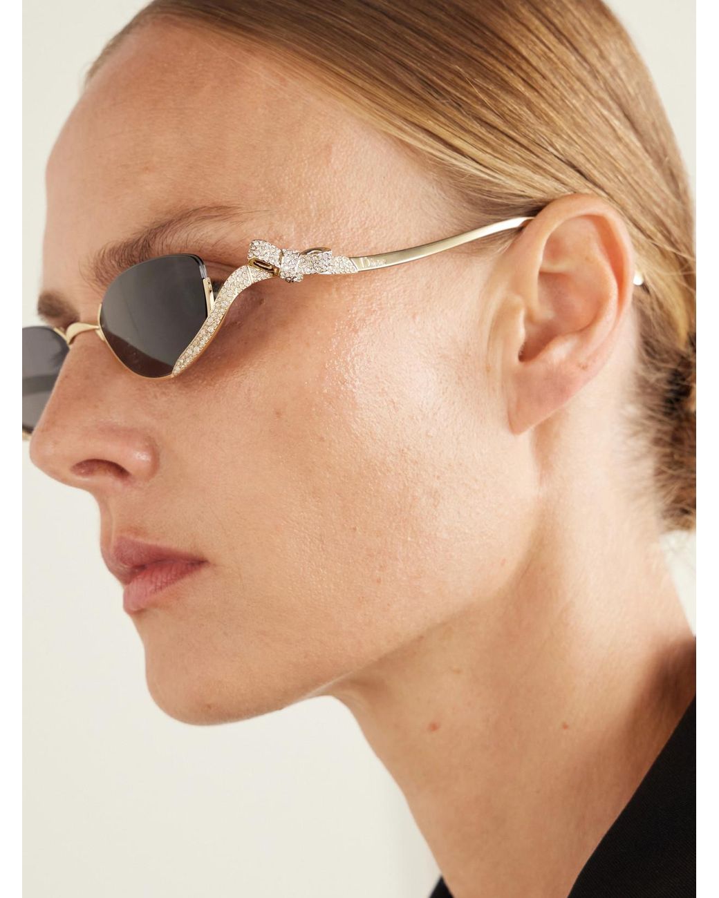 Dior Metallic Dior Bow B1U Embellished Cat-Eye-Tone Sunglasses