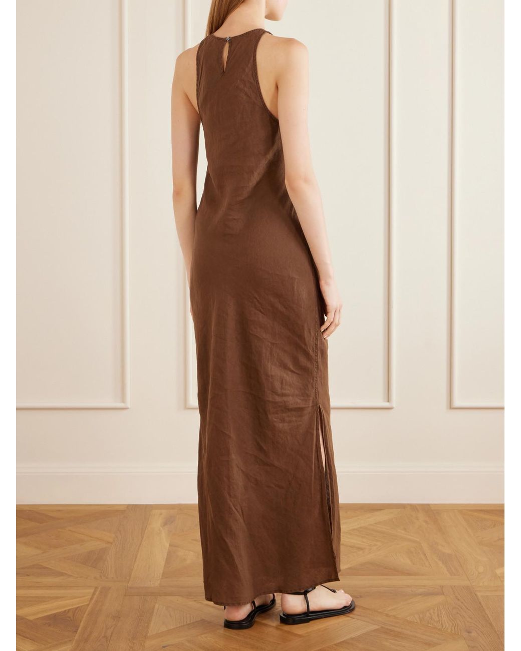 James Perse Brown Linen Maxi Dress
