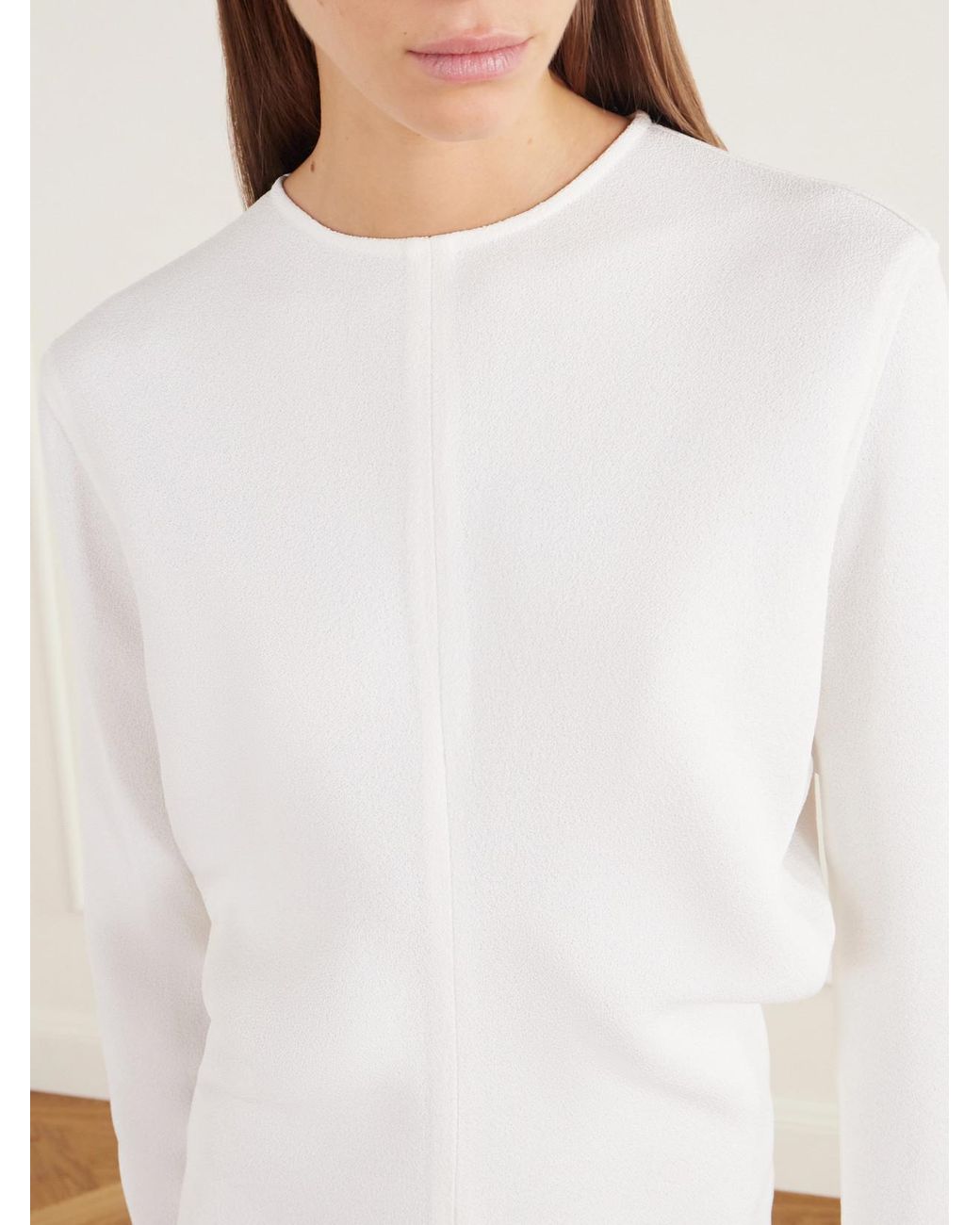 Totême White Gathered Crepe Maxi Dress