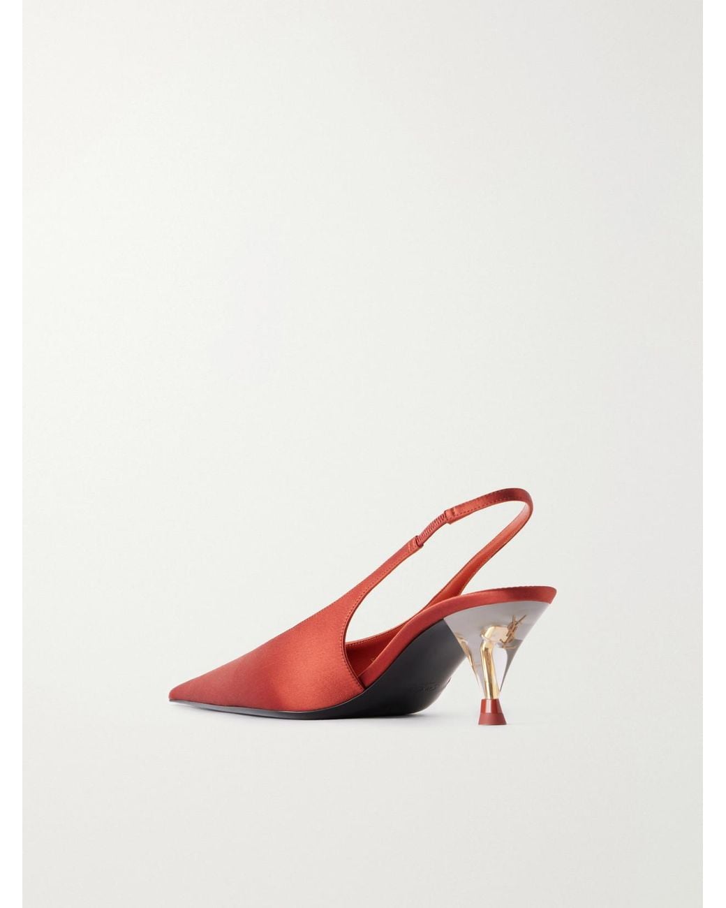 Saint Laurent Pink Fanny 55 Crepe-Satin Slingback Pumps