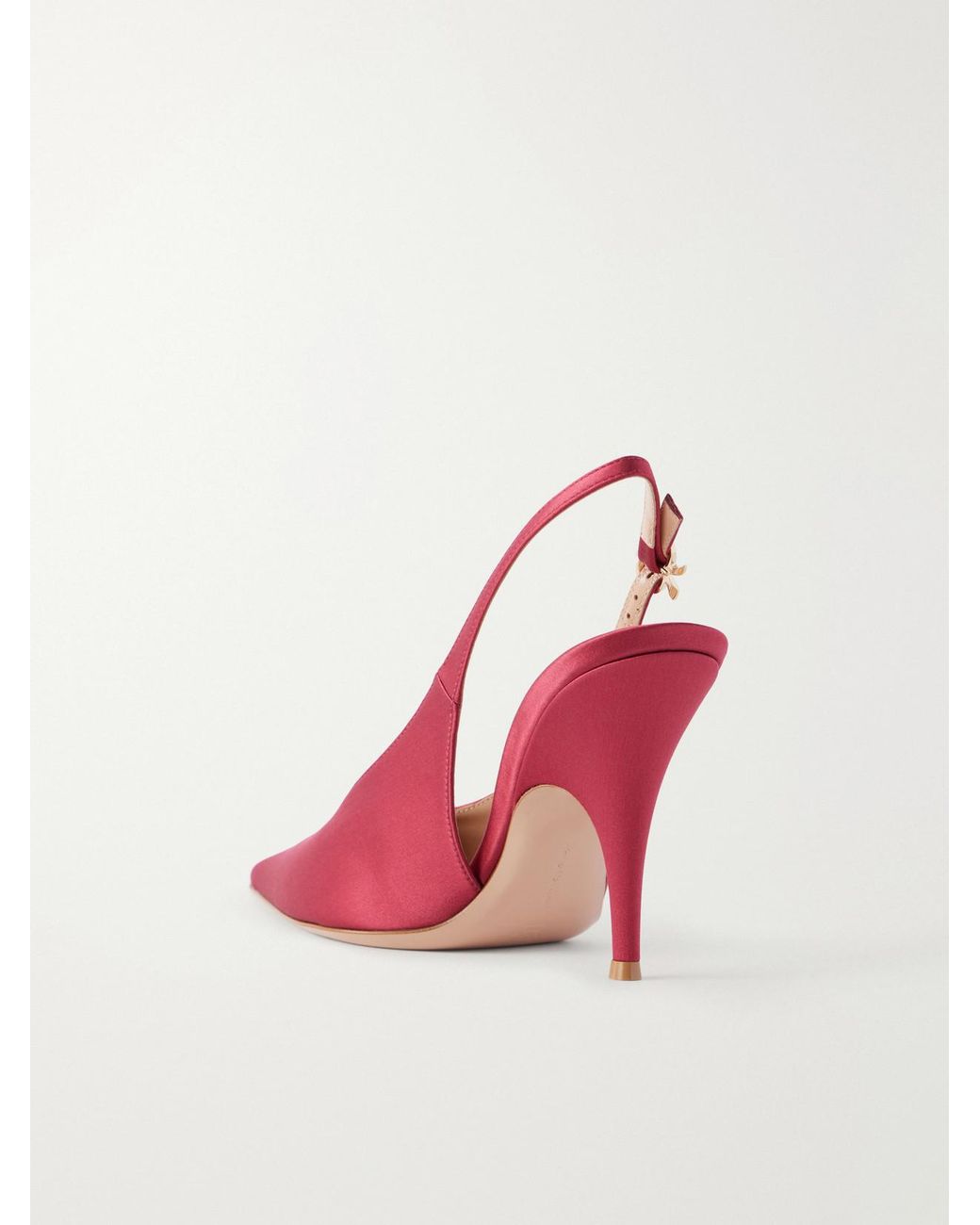 Gianvito Rossi Pink Sofia 95 Logo-Detailed Satin Slingback Pumps