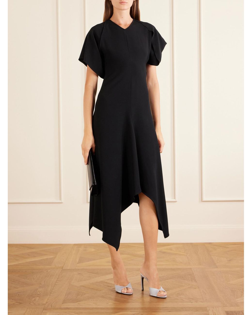Victoria Beckham Blue Draped Jersey Midi Dress