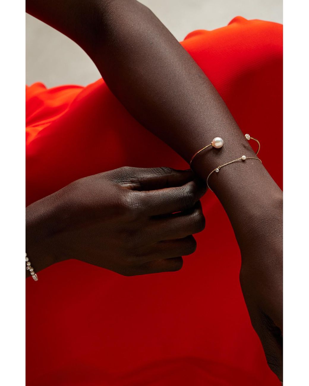 Mizuki Natural 14-Karat, Pearl And Diamond Cuff