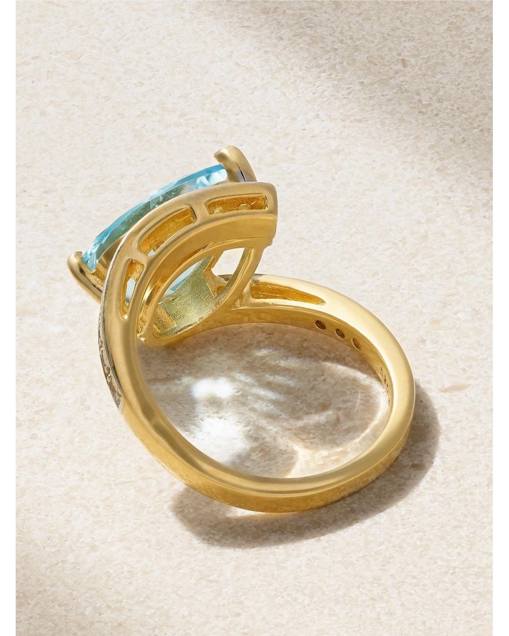 Mateo Natural Slanted 14-Karat, Topaz And Diamond Ring