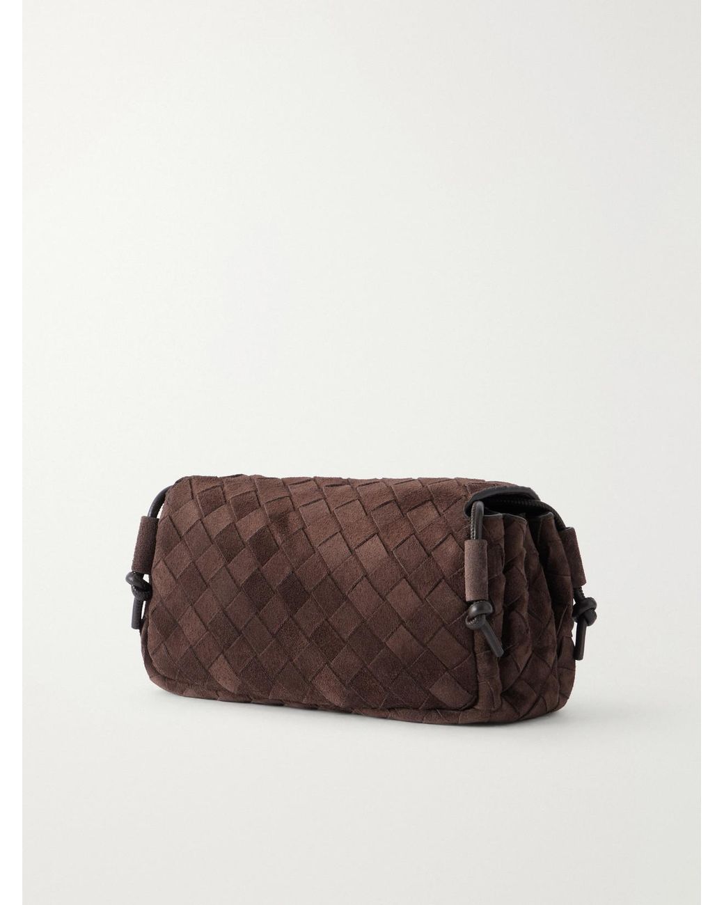 Bottega Veneta Brown Notturno Intrecciato Suede Shoulder Bag