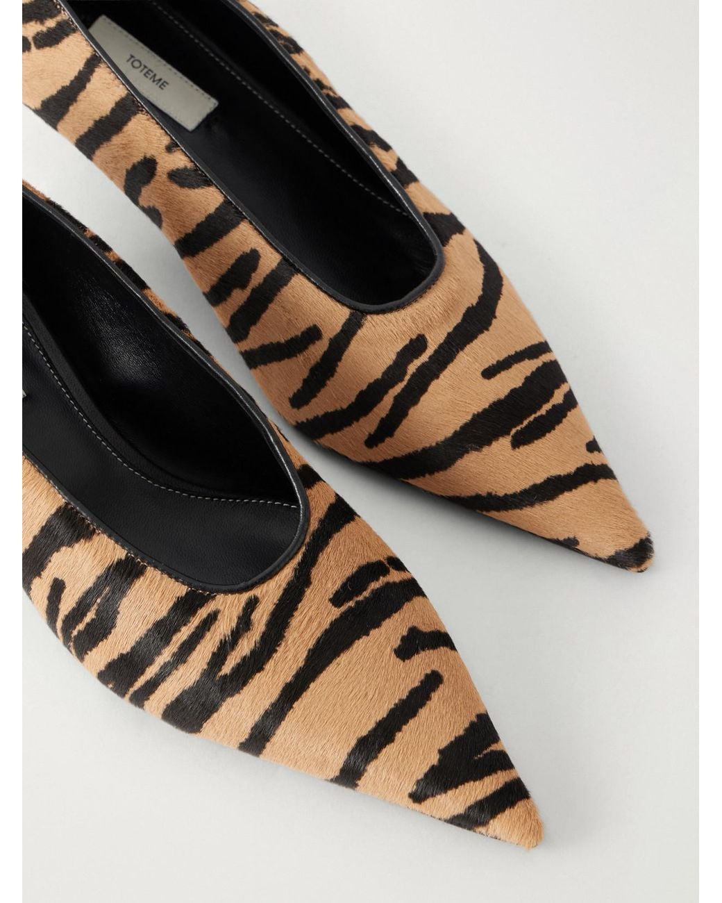 Totême  Natural Sharp 35 Tiger-Print Calf-Hair Pumps